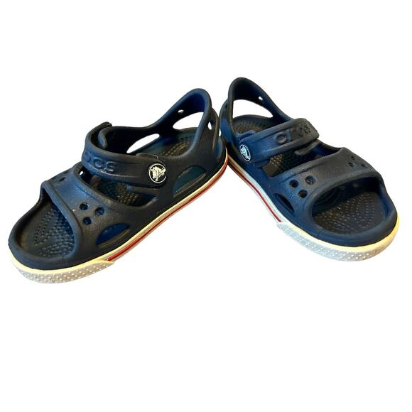 Kids Crocs Navy Blue With Red Sandals- Size 6- Straps - Picture 11 of 11